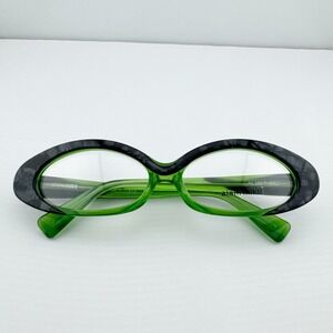 Alain Mikli Oval Eyeglasses‎ Womens Green Black Acetate Designer Frames